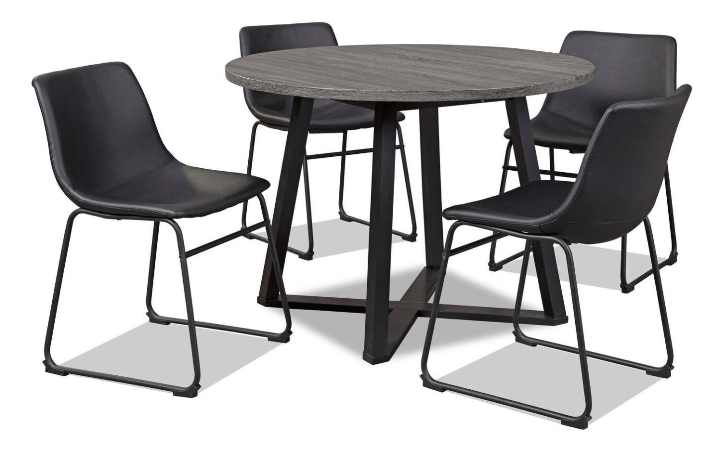 Ensemble de salle à manger Cole 5 pièces en métal et en mélamine avec table ronde de 42 po (L), base piédestal et 4 chaises noires