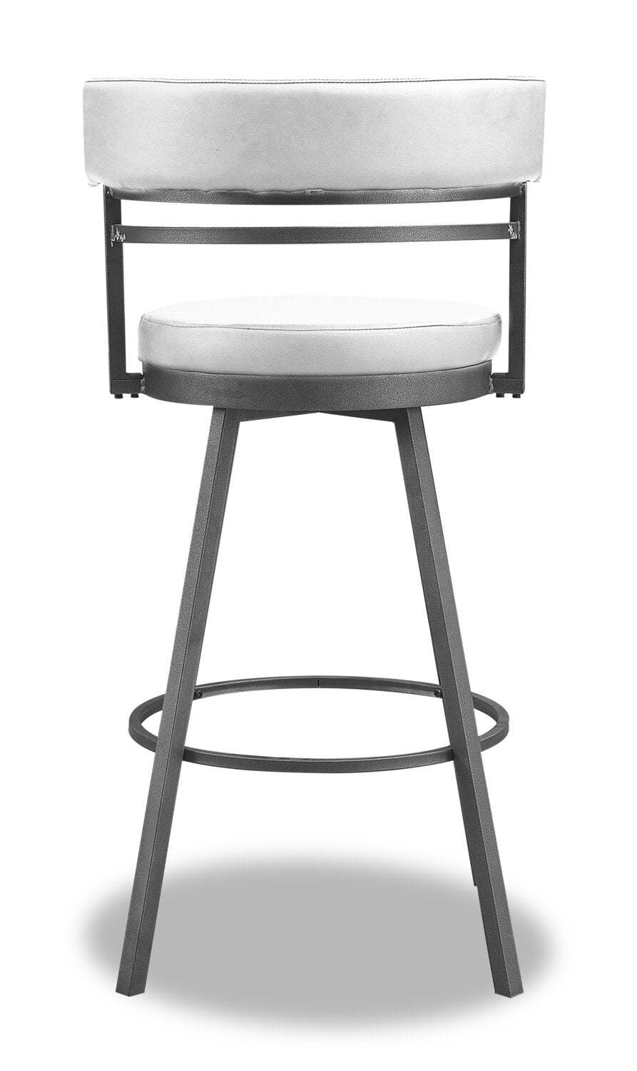 Tabouret de comptoir Mila avec siège pivotant, tissu en cuir végétalien, métal - Blanc | Tabouret de bar Mila en tissu de cuir végétalien et en métal avec siège pivotant - blanc