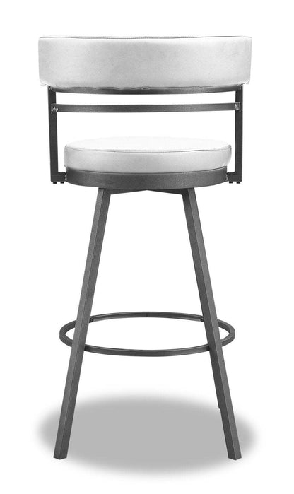 Tabouret de comptoir Mila avec siège pivotant, tissu en cuir végétalien, métal - Blanc | Tabouret de bar Mila en tissu de cuir végétalien et en métal avec siège pivotant - blanc