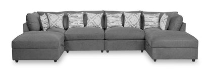 Scott Living Evolve Modular 6-Piece Linen-Look Fabric Sectional with Feather Down Cushions - Charcoal Grey | Canapé sectionnel modulaire Evolve de Scott Living 6 pièces en tissu d’apparence lin avec coussins en duvet et plumes - gris anthracite