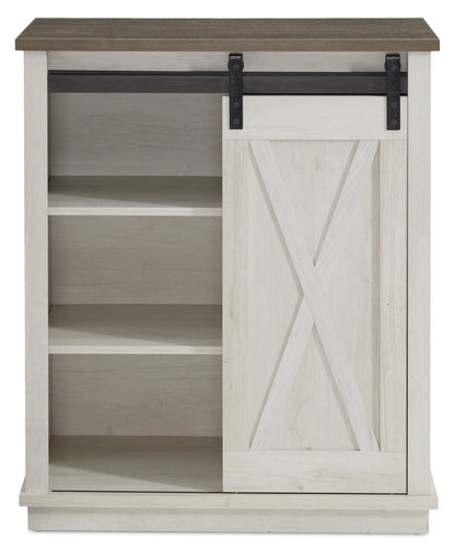 Armoire d'appoint Bristow 31" avec tablettes et porte de grange coulissante - Chêne blanc | Armoire décorative Bristow de 31 po avec tablettes et porte de grange coulissante - chêne blanc | BRIWHACC