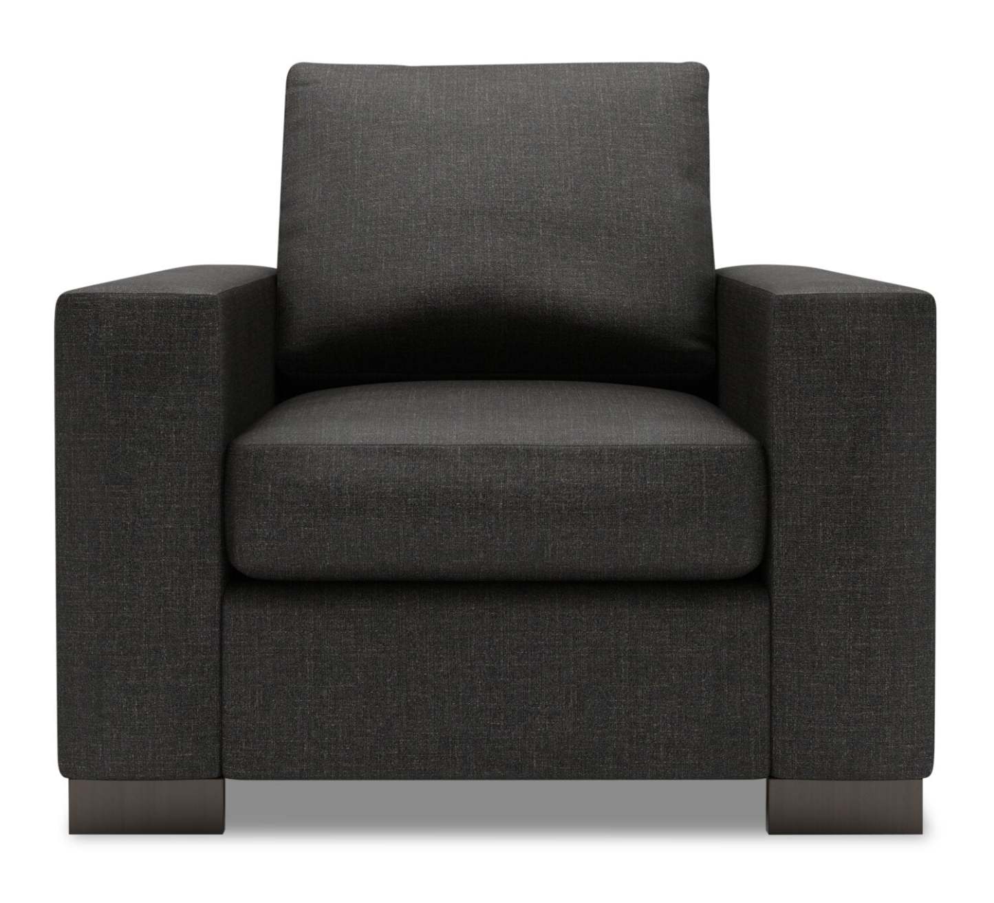 Fauteuil Track de Sofa Lab personnalisable de 38 po fabriqué au Canada en tissu d'apparence lin avec accoudoirs rectilignes - gris Luna Kohl | TR302691