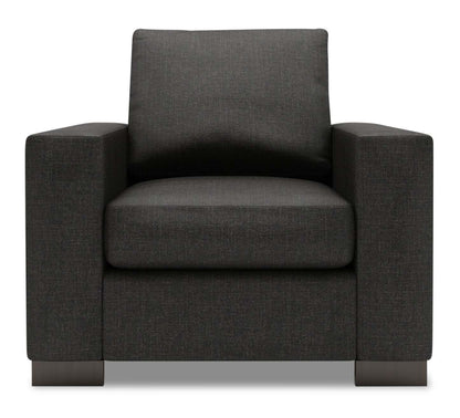 Fauteuil Track de Sofa Lab personnalisable de 38 po fabriqué au Canada en tissu d'apparence lin avec accoudoirs rectilignes - gris Luna Kohl | TR302691