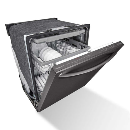Lave-vaisselle intelligent encastré LG à 46 dBA de 24 po avec commandes sur le dessus et QuadWashMC - Noir inoxydable résistant aux traces…
