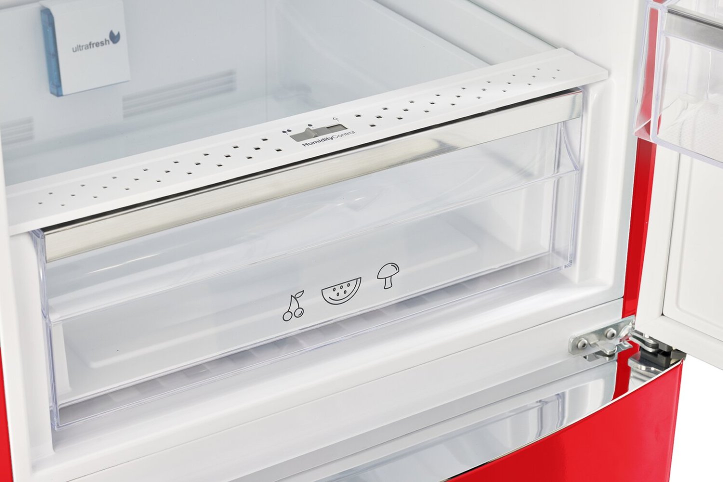 Réfrigérateur Classic Rétro par Unique de 24 po et de 12 pi3 à congélateur inférieur - pomme rouge bonbon - UGP-340L AC R | UGP340LR