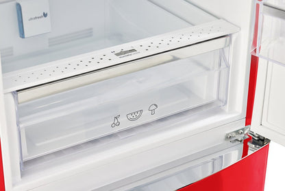 Réfrigérateur Classic Rétro par Unique de 24 po et de 12 pi3 à congélateur inférieur - pomme rouge bonbon - UGP-340L AC R | UGP340LR