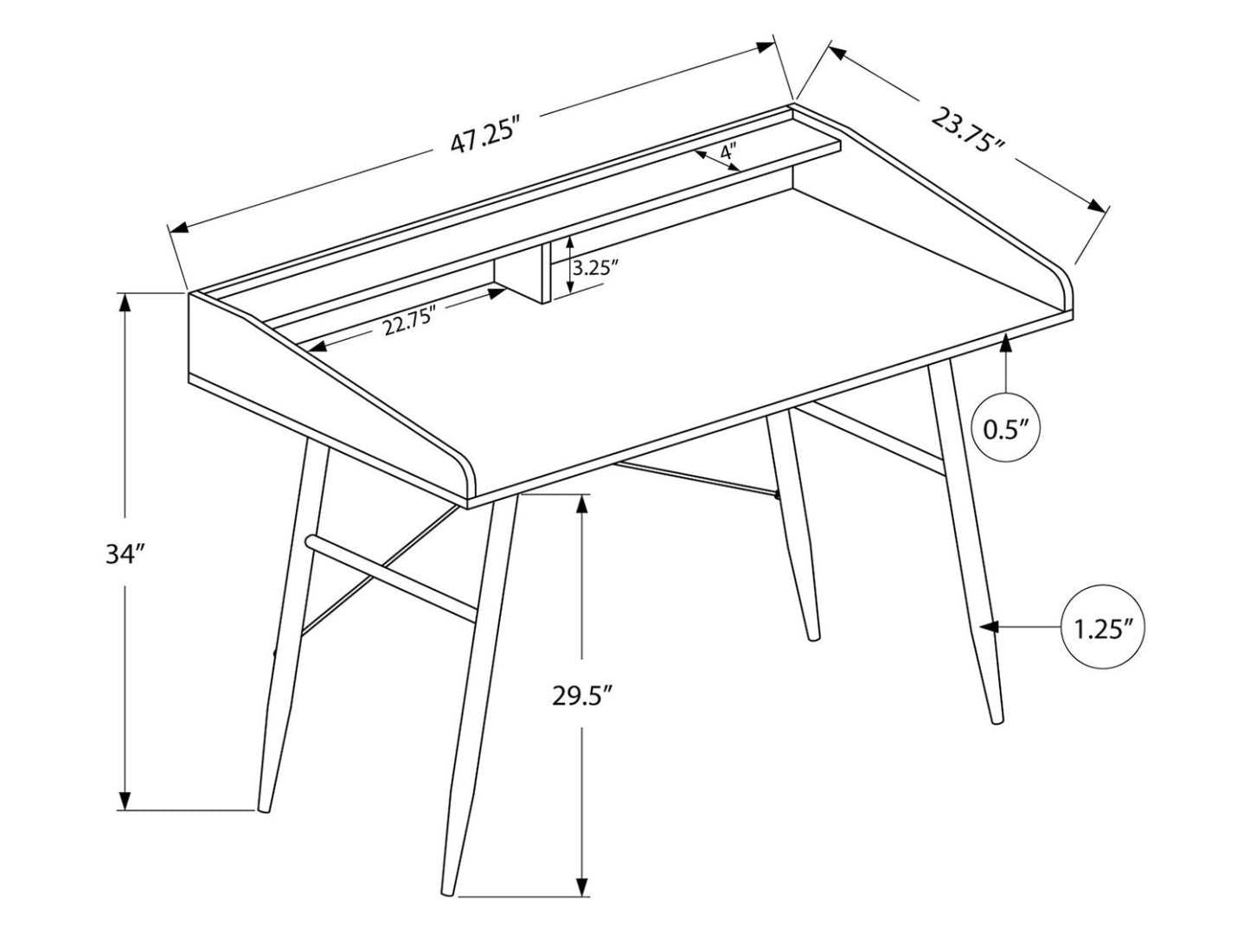 Bureau Jeremy 47.25 avec petite niche - Taupe|Bureau Jeremy de 47,25 po avec petite crédence - taupe