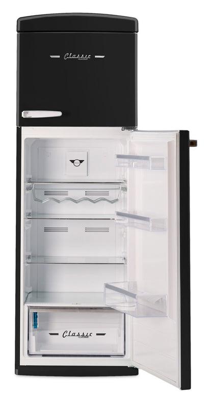 Unique Classic Retro 24 11 Cu Ft. Top Freezer Refrigerator – Midnight Black - UNQ-310L B TM | Réfrigérateur Classic Rétro d’Unique de 24 po et de 11 pi3 à congélateur supérieur - noir minuit - UNQ-310L B TM
