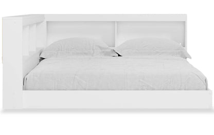 Lit bibliothèque plateforme Wolf pour enfants, blanc - Pleine grandeur | Lit plateforme bibliothèque Wolf pour enfants, blanc - format lit double