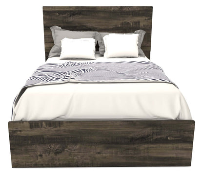 Lit à panneaux Riley avec tête de lit et cadre pour enfants, fabriqué au Canada, gris - Pleine grandeur | Lit à panneaux Riley avec tête de lit et cadre de lit pour enfants, fabriqué au Canada, gris - format lit double