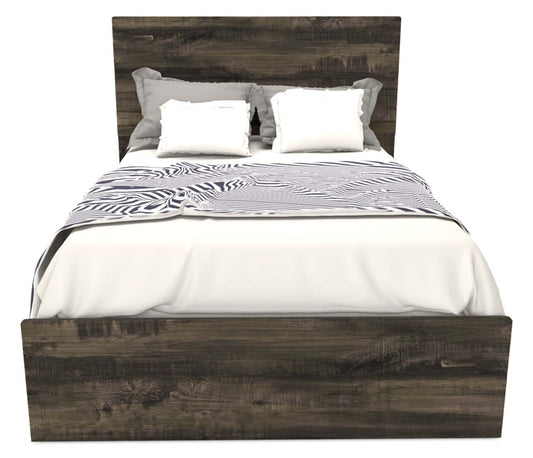 Lit à panneaux Riley avec tête de lit et cadre pour enfants, fabriqué au Canada, gris - Pleine grandeur | Lit à panneaux Riley avec tête de lit et cadre de lit pour enfants, fabriqué au Canada, gris - format lit double