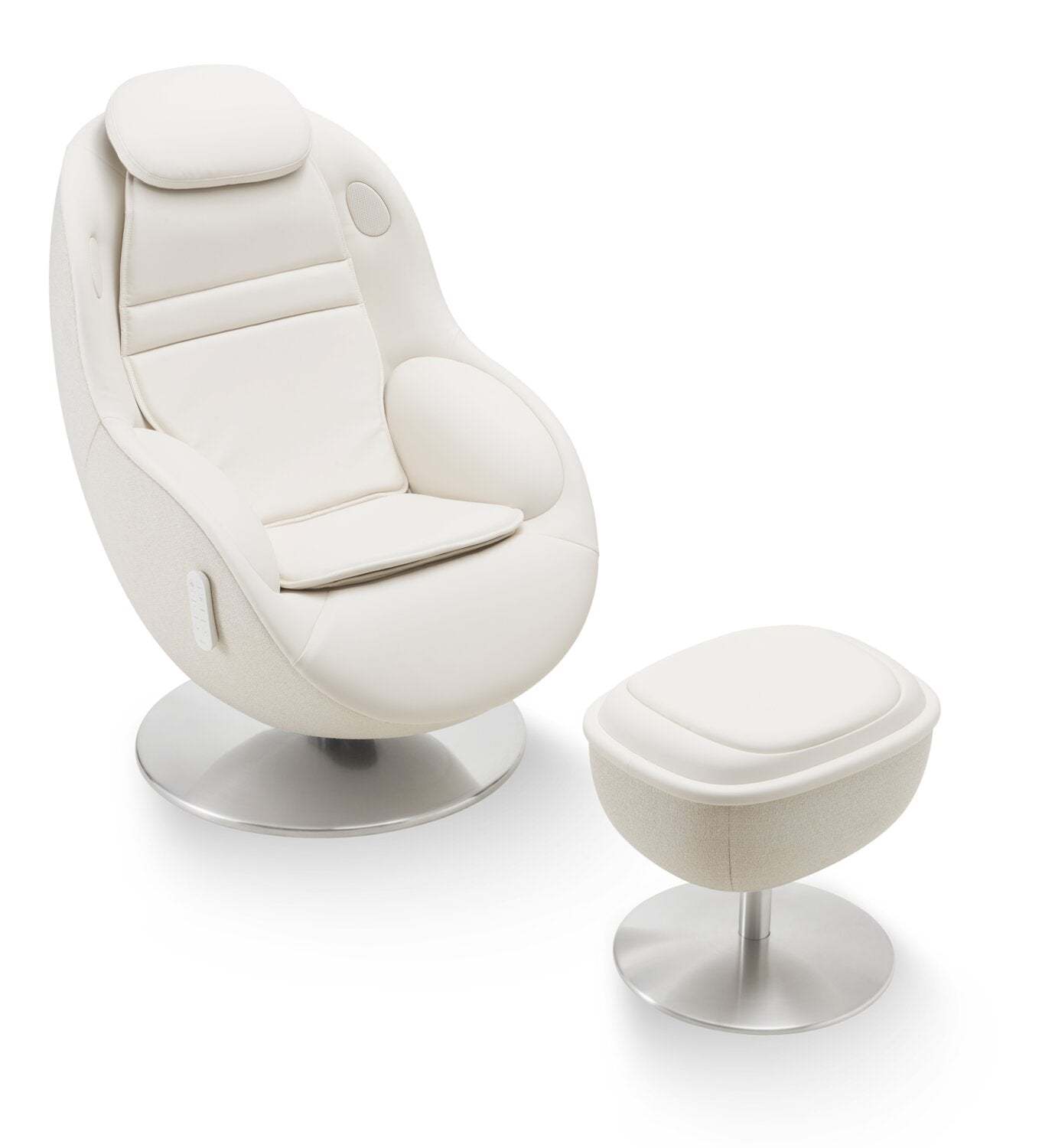 Fauteuil de massage inclinable LG de 29,6 po en tissu d'apparence cuir avec pouf assorti - beige