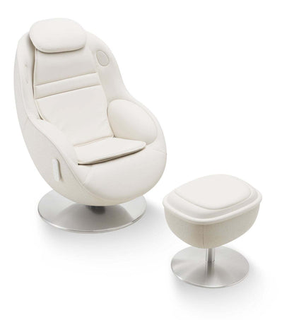 Fauteuil de massage inclinable LG de 29,6 po en tissu d'apparence cuir avec pouf assorti - beige