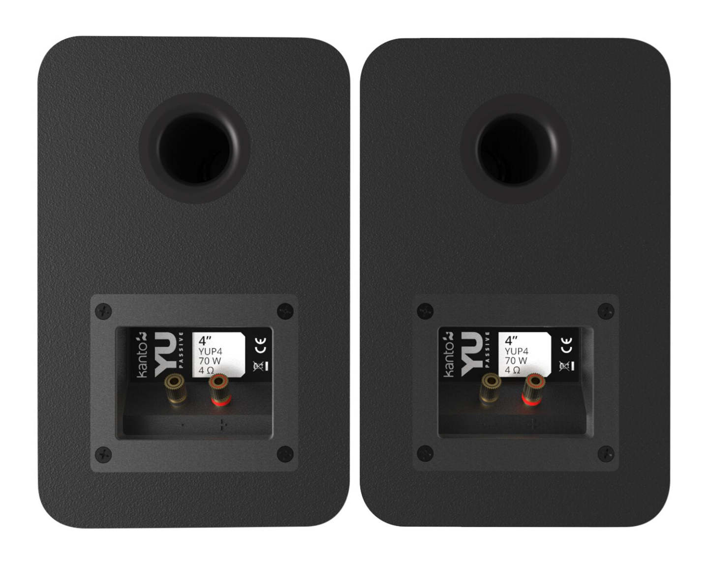 Kanto YU Passive 4 Enceintes Bibliothèque avec 1 Tweeter à Dôme en Soie - Noir | Haut-parleurs d'étagère passifs Kanto YU 4 po avec haut-parleur d'aigus 1 po, dôme en soie -noirs | YUP4BSPK