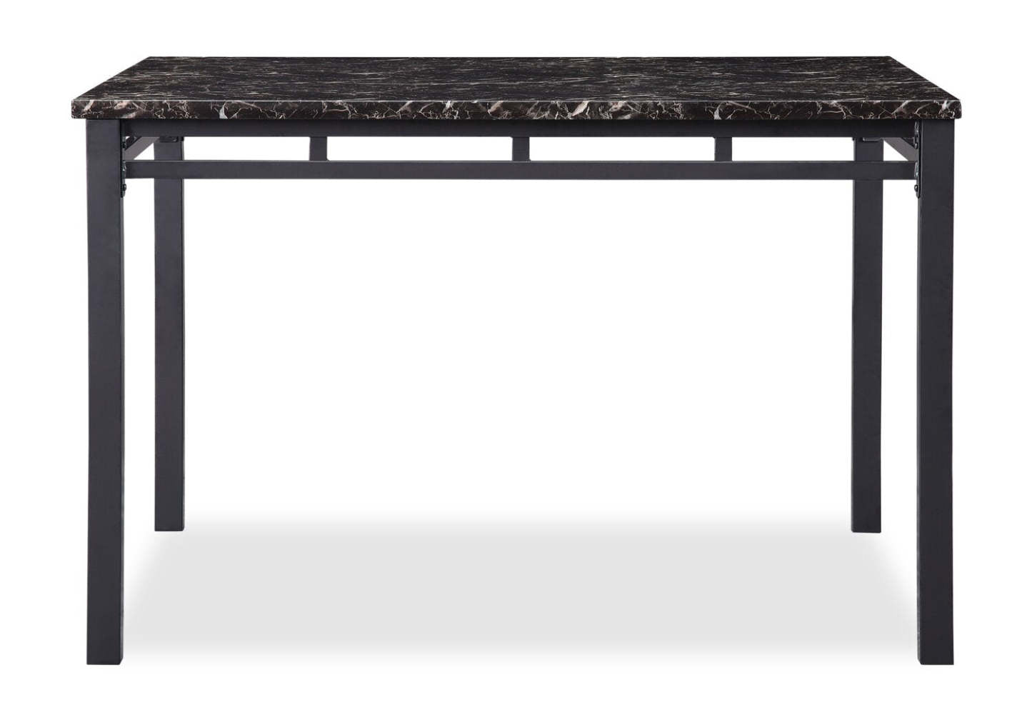 Marc Ensemble de salle à manger 5 pièces avec table et 4 chaises, plateau aspect marbre, métal, 48 W - Noir | Ensemble de salle à manger Marc 5 pièces en métal avec table de 48 po (L), dessus en imitation de marbre et 4 chaises - noir