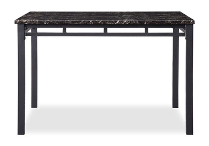 Marc Ensemble de salle à manger 5 pièces avec table et 4 chaises, plateau aspect marbre, métal, 48 W - Noir | Ensemble de salle à manger Marc 5 pièces en métal avec table de 48 po (L), dessus en imitation de marbre et 4 chaises - noir