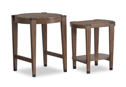 Gordon 22” 2-Piece Round Solid Wood Nesting Accent Table - Brown | 2 tables d’appoint gigognes rondes Gordon de 22 po en bois massif - brunes