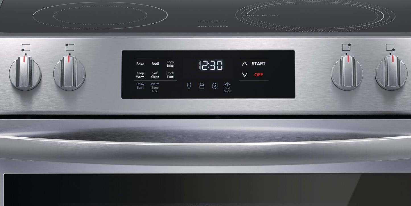 Cuisinière électrique Frigidaire de 5,3 pi³ avec élément EvenTemp™ et cuisson par convection - acier inoxydable -… | Frigidaire 5,3 Cu. Fort. Cuisinière électrique avec élément EvenTemp™ et cuisson par convection - Acier…