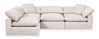 Eclipse Modular 4-Piece Linen-Look Fabric Pit Sofa Sectional with Reversible Feather Down Cushions - Linen White | Canapé sectionnel modulaire Eclipse 4 pièces en tissu d'apparence lin avec coussins réversibles en duvet et plumes - blanc lin