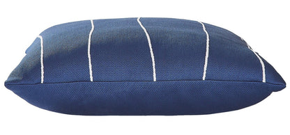 Coussin décoratif rayé intérieur/extérieur - Marine | Coussin décoratif rayé pour l'intérieur et l'extérieur - bleu marine | LX1024DP