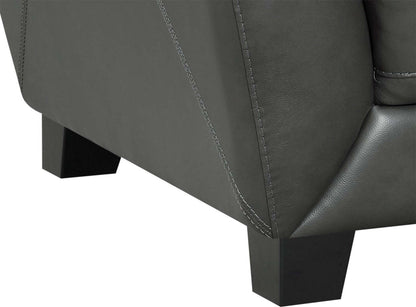 Chateau d'Ax Lusso 92 Chaise 100 % cuir véritable avec pieds en bois – Gris anthracite | Fauteuil Lusso de Château d'Ax de 92 po en cuir véritable à 100 % avec pattes en bois - gris anthracite