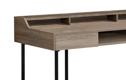 Bureau Jena 48 avec 2 tiroirs et compartiments - Taupe|Bureau Jena de 48 po à 2 tiroirs et compartiments ouverts - taupe