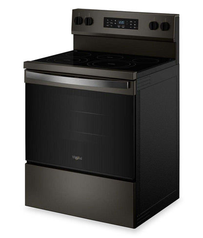 Cuisinière électrique Whirlpool de 5,3 pi3 avec cuisson à air – noir sur acier inoxydable - YWFES5730SV | Bain à remous 5,3 Cu. Fort. Cuisinière électrique avec cuisson à l'air - Noir sur acier inoxydable - YWFES5730SV