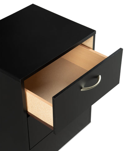 Table de nuit Arlo à 2 tiroirs, 18,3 po (L) x 22 po (H), fabriquée au Canada - noire