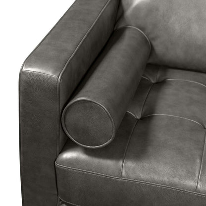 Canapé sectionnel de droite Edge 2 pièces en cuir avec pattes en bois et coussins de dossier véritable amovibles - gris