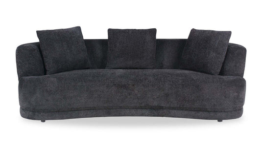 Canapé arrondi Moon de 91 po en tissu avec coussins décoratifs - noir corbeau laineux