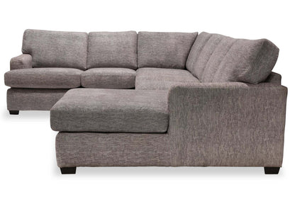 Sofa sectionnel de droite Luxe 3 pièces fabriqué au Canada en tissu avec coussins amovibles - gris colombe Zaftig