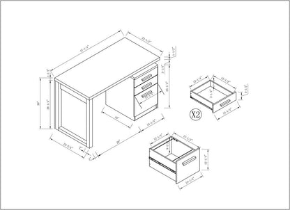 Bureau réversible Oscar 47 avec rangement - Gris|Bureau réversible Oscar de 47 po avec rangement - gris