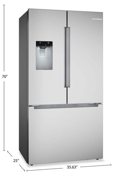 Bosch 36'' 21.6 Cu. Ft French Door Refrigerator – Fingerprint Resistant Stainless Steel - B36CD10ENS | Réfrigérateur Bosch de 36 po et de 21,6 pi3 à portes françaises - acier inoxydable résistant aux traces de doigts - B36CD10ENS