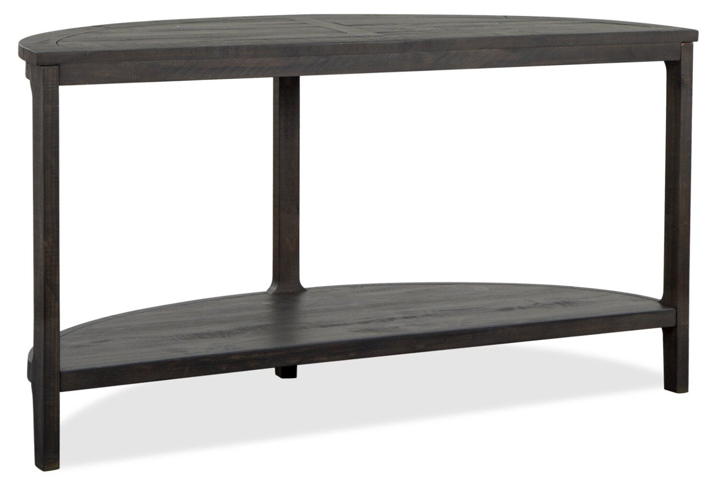 Table de canapé traditionnelle Axl 55 avec étagère - Bois gris-brun foncé|Table de salon traditionnelle Axl de 55 po avec tablette - bois gris-brun foncé