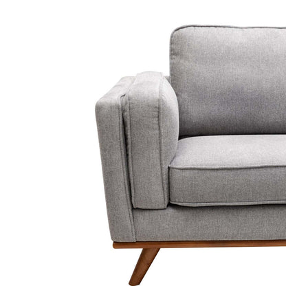 Canapé Kassia de Kort &amp; Co. de 80 po de format condo en tissu d'apparence lin avec base et pattes en bois - gris