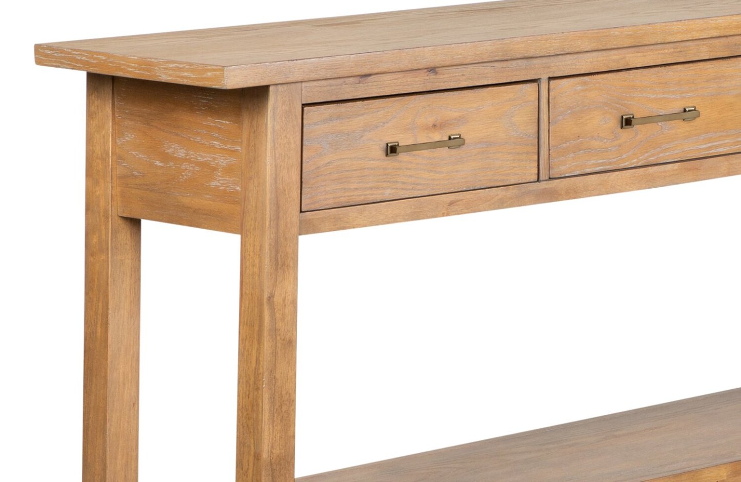 Rhett 64 Modern Sofa Table with Storage and Shelf - Light Brown Oak|Table de salon moderne Rhett de 64 po avec rangement et étagère - chêne brun clair