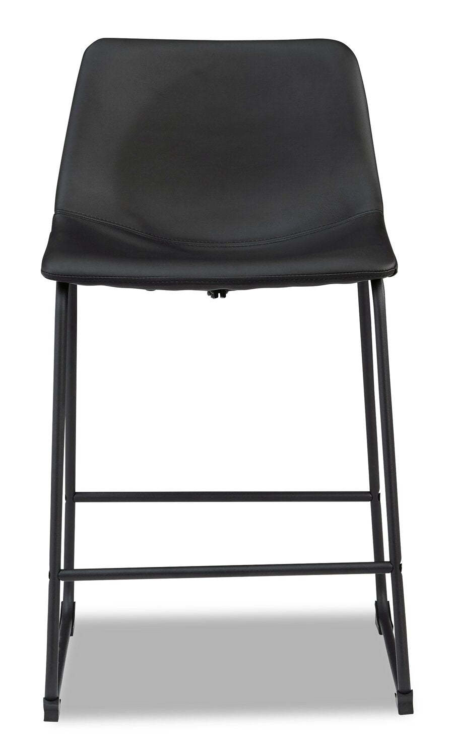 Tabouret à hauteur de comptoir Cole avec tissu en cuir végétalien, métal - Noir | Tabouret Cole de hauteur comptoir en tissu de cuir végétalien et en métal - noir