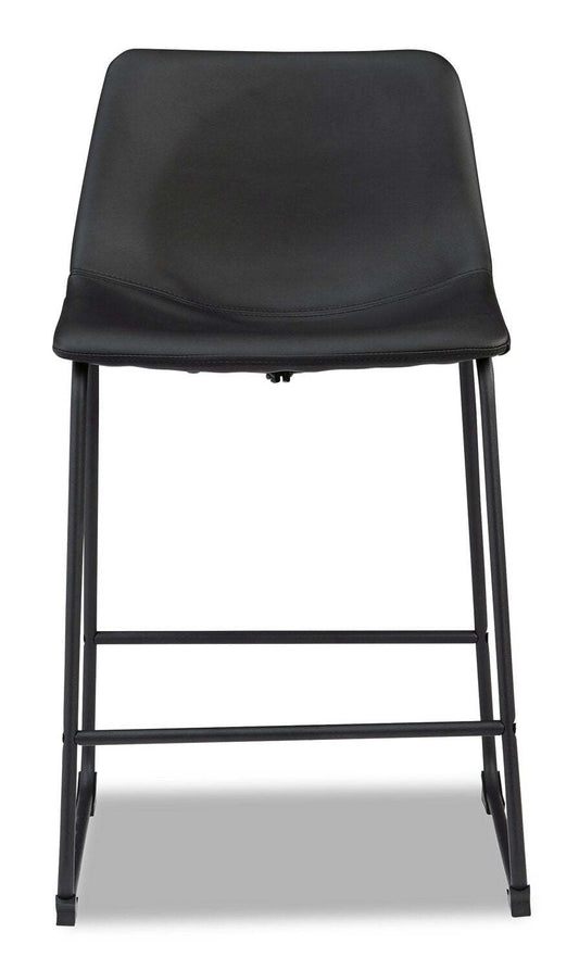 Tabouret à hauteur de comptoir Cole avec tissu en cuir végétalien, métal - Noir | Tabouret Cole de hauteur comptoir en tissu de cuir végétalien et en métal - noir