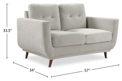 Causeuse en tissu Cosmo 57 avec coussins de dossier capitonnés - Gris | Causeuse Cosmo de 57 po en tissu avec coussins de dossier capitonnés - gris