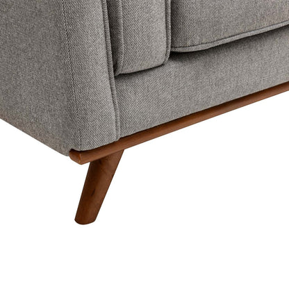 Canapé Kassia de Kort &amp; Co. de 80 po de format condo en tissu d'apparence lin avec base et pattes en bois - gris