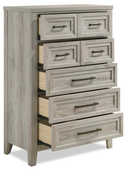 Commode de chambre Lara, 5 tiroirs, 33,9 L x 50,5 H - Gris Antique | Commode verticale Lara de 33,9 po (L) x 50,5 po (H) à 5 tiroirs pour la chambre à coucher - gris antique