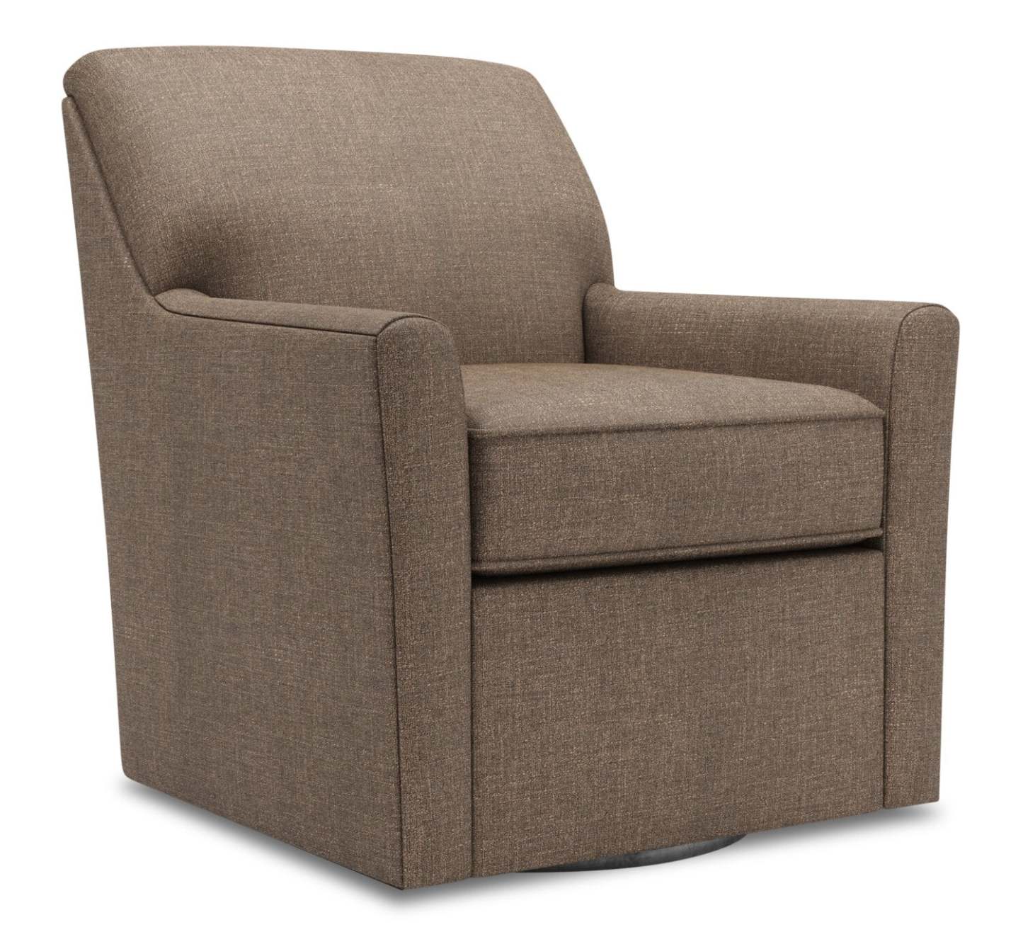 Fauteuil d'appoint pivotant personnalisable Sofa Lab de 31 po fabriqué au Canada en tissu d'apparence lin - brun Luna Praline | SWIV2591
