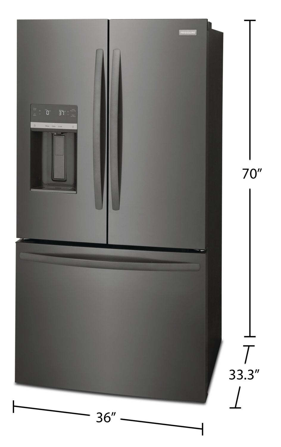 Réfrigérateur Frigidaire de 36 po et de 27,8 pi³ de profondeur standard à portes françaises - acier inoxydable noir - FRFS28…