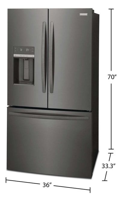 Réfrigérateur Frigidaire de 36 po et de 27,8 pi³ de profondeur standard à portes françaises - acier inoxydable noir - FRFS28…