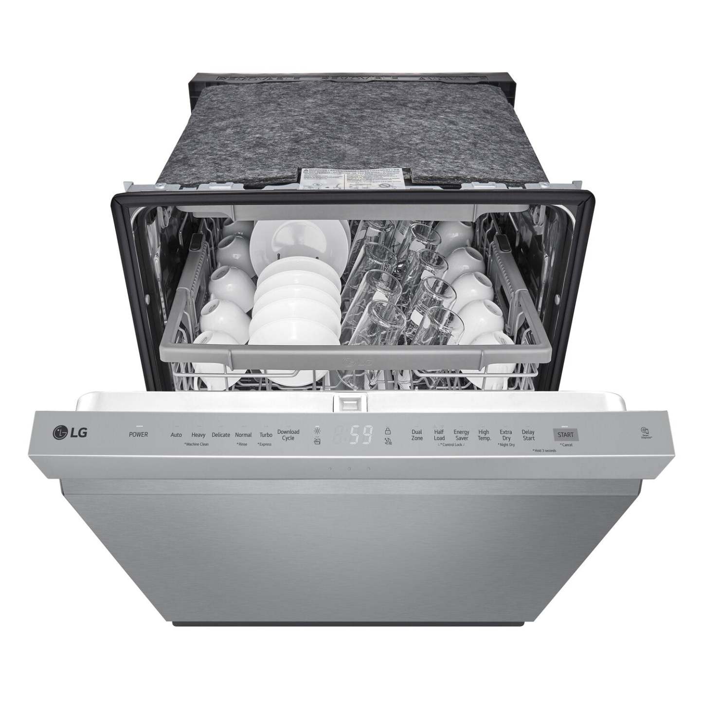 Lave-vaisselle encastré LG à 24 po et 48 dBA avec commandes sur le dessus et QuadWash® - acier inoxydable résistant aux traces - LDPN45… | LG 24 48 dBA Built-In Top-Control Dishwasher with QuadWash® - Smudge Proof Stainless Steel - LDPN45…