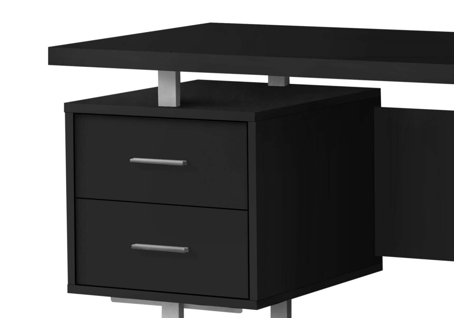 Bureau réversible Teagan 60 avec 3 tiroirs - Noir|Bureau réversible Teagan de 60 po à 3 tiroirs - noir