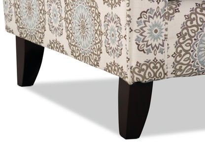 Fauteuil d’appoint Tula de 35 po fabriqué au Canada en tissu avec accoudoirs évasés - crépuscule multicolore