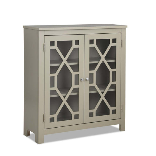 Armoire d'appoint Clary 31,5 avec portes en verre - Gris|Armoire décorative Clary de 31,5 po avec portes en verre - grise