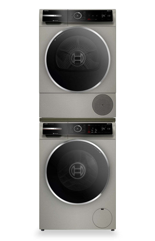 Bosch 800 Series 2,4 pi³ Laveuse à chargement frontal et 4 pi³ Sécheuse avec pompe à chaleur | Laveuse à chargement frontal de 2,4 pi³ et sécheuse avec pompe à chaleur de 4 pi³ de série 800 de Bosch | BOFL2400