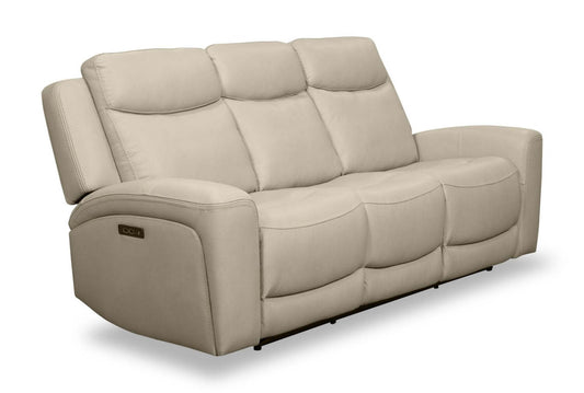 Sofa à inclinaison électrique Prescott de Scott Living de 88,5 po en cuir véritable avec appuie-têtes électriques - gris platine